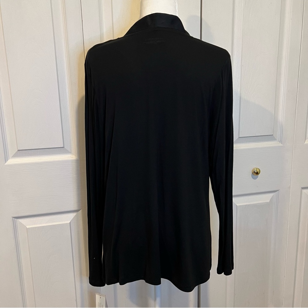 🍋 NWT Charter Club Black Open Front Top with Rhinestones - Petite Large - Picture 4 of 7